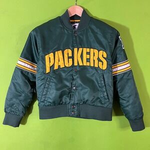 Vintage Boys 7/8 Starter Green Bay Packers Bomber Jacket NFL Football Medium